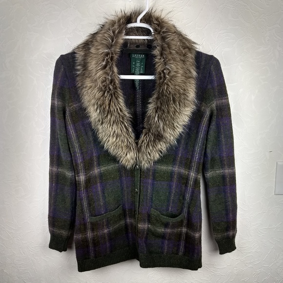 Lauren Ralph Lauren Sweaters - LAUREN Ralph Lauren Wool Blend Faux Fur Cardigan